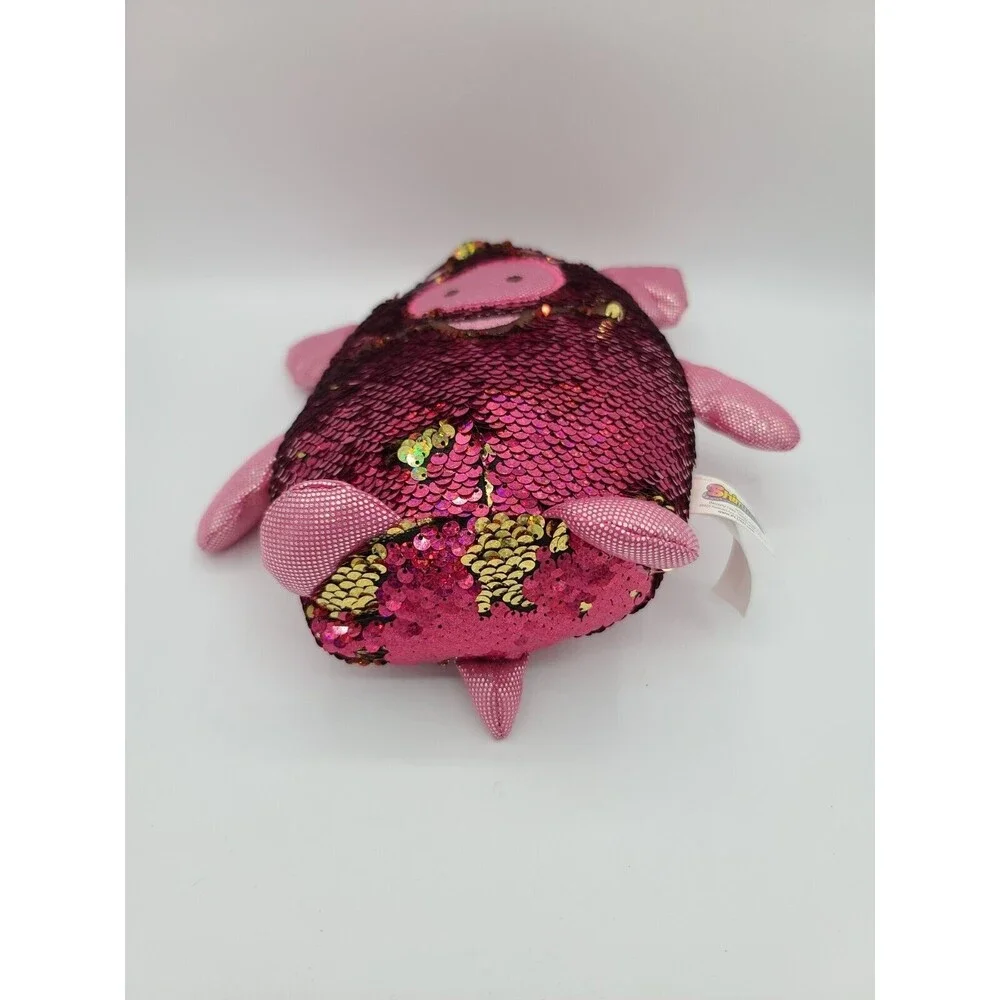 Shimmeez Polly Pig Flip Reversible Pink Gold Sequins Plush Stuffed Animal Toy